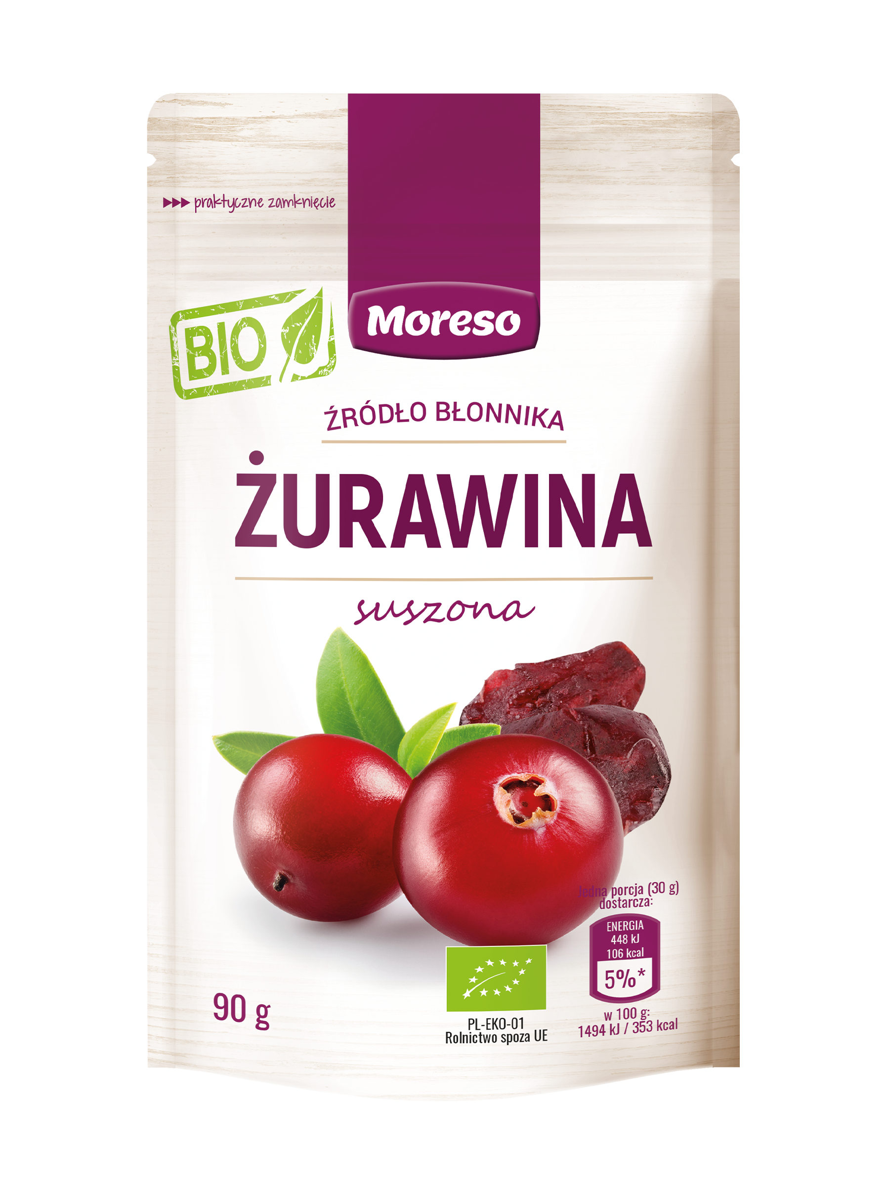 Zobacz ŻURAWINA SUSZONA BIO  na Moreso.pl!